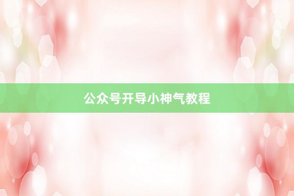 公众号开导小神气教程