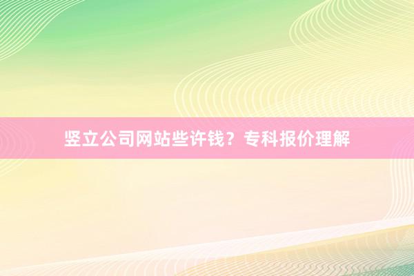 竖立公司网站些许钱？专科报价理解
